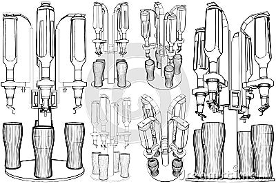 Beer Faucet Distributor Equipment Vector 01. Illustration Isolated On White Background. Vector Illustration