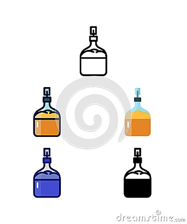 Beer fermentation. Home brewer Equipment and raw material icons. vector Vector Illustration