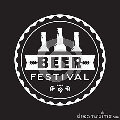 Beer fest hand drawn flat black white vector round icon Vector Illustration