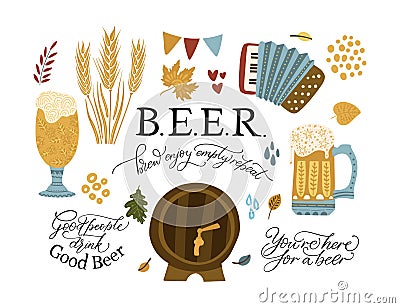 Beer festival vector illustration. Oktoberfest Cartoon Illustration