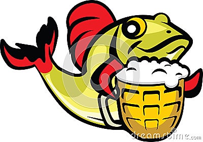 Beer Fish Vector Illustration