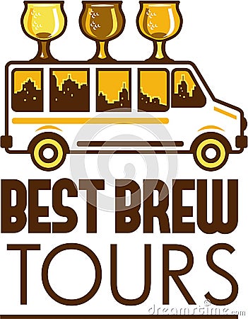 Beer Flight Glass Van Best Brew Tours Retro Vector Illustration