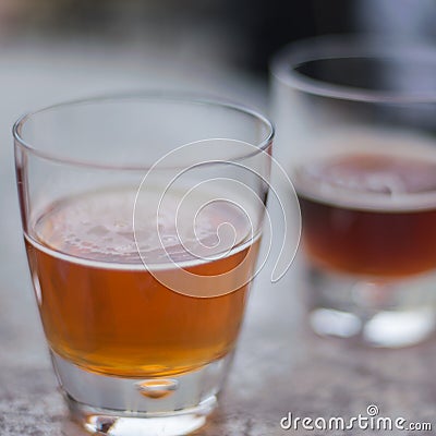 Beer Flights are the standards at breweries. Stock Photo