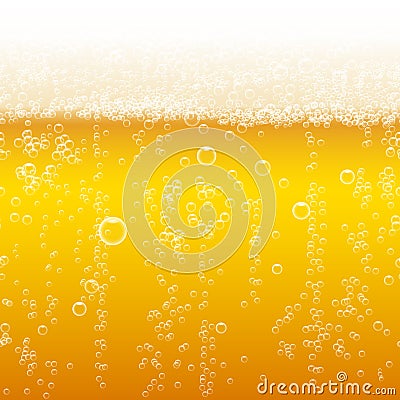 Beer foam background, horizontal seamless beer Vector Illustration