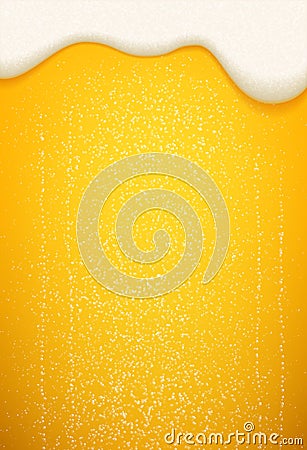 Beer foam bubbles background. Vector seamless realistic craft beer with flowing foam and bubbles poster template Vector Illustration