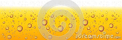 Beer with Foam and Bubbles. Vector Horizontal Background Vector Illustration