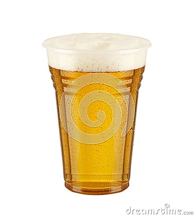 Beer with foam in glass te background Stock Photo
