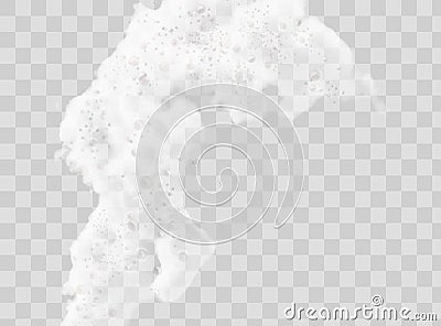 Beer foam isolated on transparent background. White soap froth texture with bubbles, seamless border, foamy frame. Sea Stock Photo