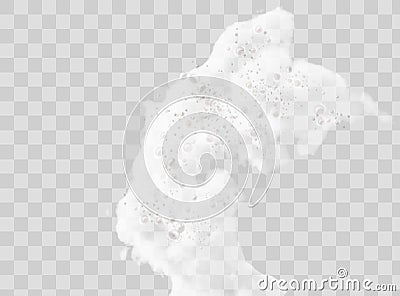 Beer foam isolated on transparent background. White soap froth texture with bubbles, seamless border, foamy frame. Sea Vector Illustration