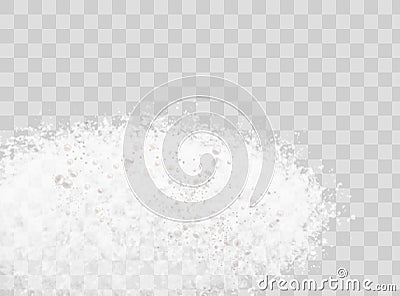 Beer foam isolated on transparent background. White soap froth texture with bubbles, seamless border, foamy frame. Sea Vector Illustration