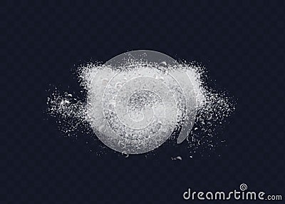 Beer foam isolated on transparent background. White soap froth texture with bubbles, seamless border, foamy frame. Sea Vector Illustration