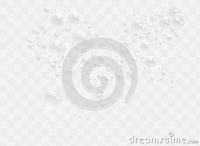 Beer foam isolated on transparent background. White soap froth texture with bubbles, seamless border, foamy frame. Sea Vector Illustration