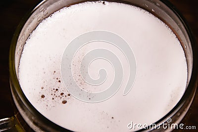 Beer foam macro, tasty beer in a beer glass Stock Photo