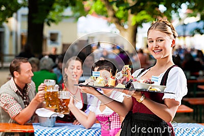 Beer garden restaurant - beer and snacks Stock Photo