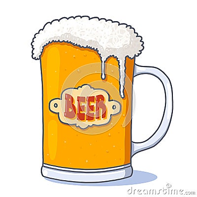 Beer mug with overflowing foam illustration Cartoon Illustration
