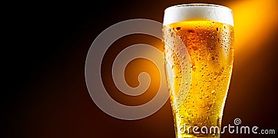 Beer. Glass of cold beer with water drops. Craft beer Stock Photo