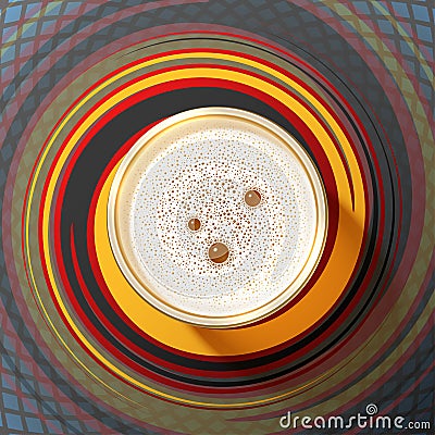 Beer Glass Foam Top View Oktoberfest Pattern Germany Background Vector Illustration