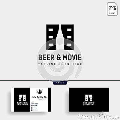 beer glass movie wine cinema simple creative badge logo template vector illustration Vector Illustration