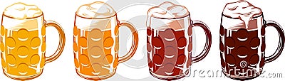 Beer Glass Mugs Dimpled Light Lager Stout Porter Ale Set Vector Illustration