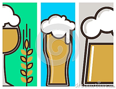 Beer glass vector banner celebration refreshment brewery oktoberfest cards. Vector Illustration