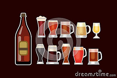 Beer glass vector set. Vector Illustration