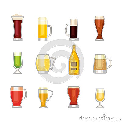 Beer glass vector set. Vector Illustration