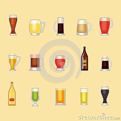 Beer glass vector set. Vector Illustration