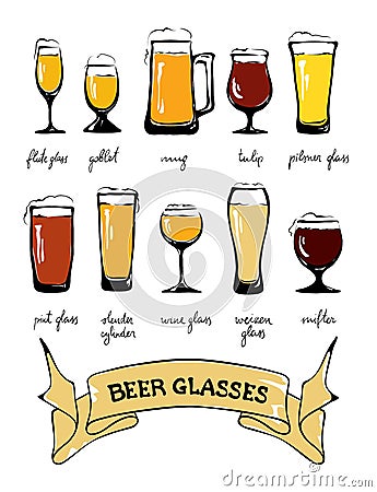 Beer glasses Vector Illustration