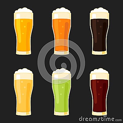 Beer glasses different types Vector Illustration