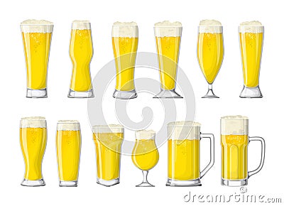 Beer glasses set. Vector Illustration