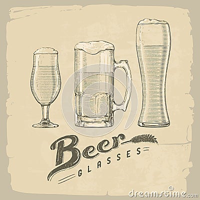 Beer glasses Cartoon Illustration