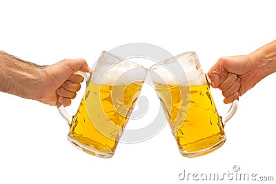 Beer mugs cheers Stock Photo