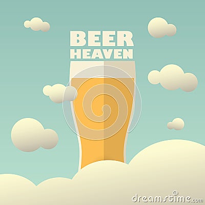 Beer heaven poster with large pint on background Vector Illustration