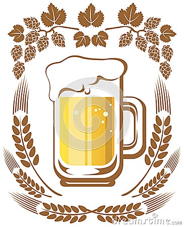 Beer and hop Vector Illustration