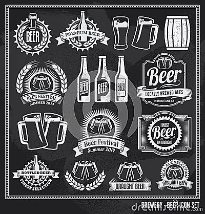 Beer icon chalkboard set Vector Illustration