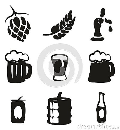 Beer Icons Freehand Fill Vector Illustration