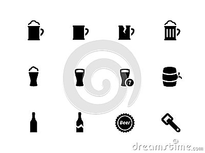 Beer icons on white background. Vector Illustration