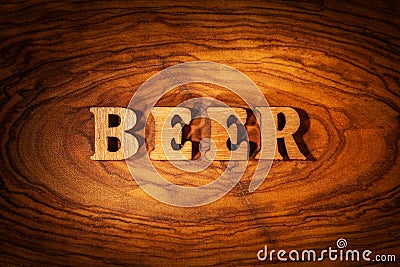 Beer - Inscription by wooden letters Stock Photo