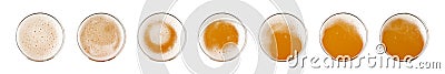 Beer Isolated Top View, Unfiltered Lager in Glass, Wheat Beer with Foam, Bubbles on Alcohol Drunk Mug Top Stock Photo