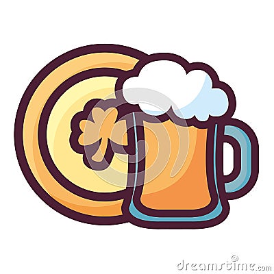 Beer jar with coin clover Vector Illustration