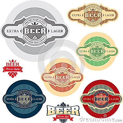 Beer label. Alcohol labels set. Vector Illustration