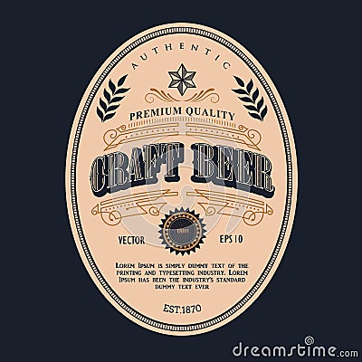 Beer label design vector antique frame vintage border western Vector Illustration