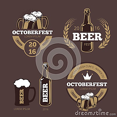 Beer label templates for beer house, brewing company, pub and bar Vector Illustration