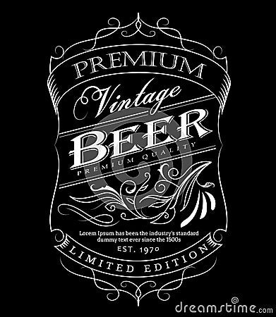 Beer label western hand drawn frame blackboard typography border Vector Illustration