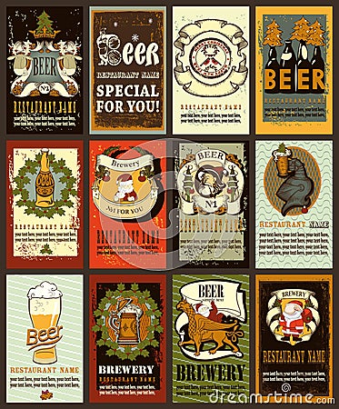 Beer labels design for winter holideys Vector Illustration