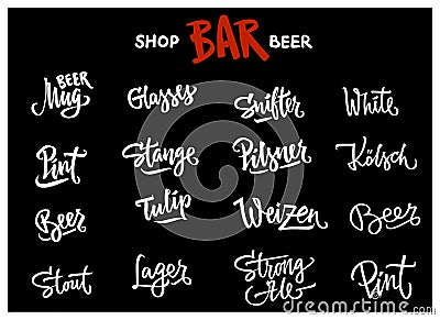 Beer lettering calligraphy Vector Illustration