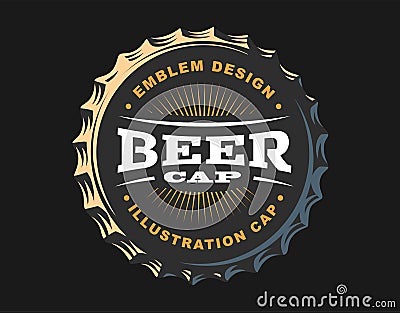 Beer logo on cap - vector illustration, emblem brewery design Vector Illustration