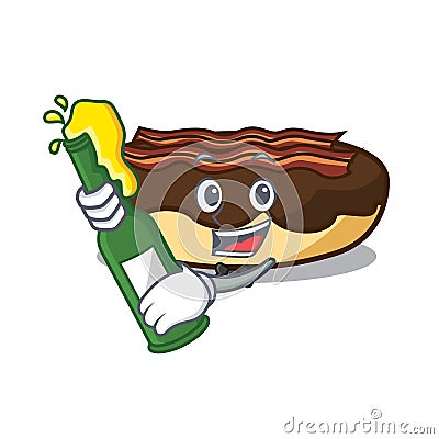 With beer maple bacon bar mascot cartoon Vector Illustration