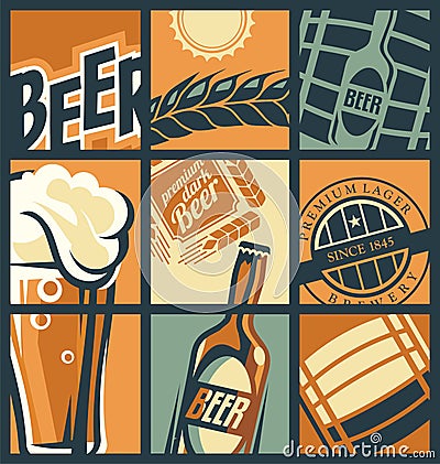 Beer menu concept comic style Vector Illustration