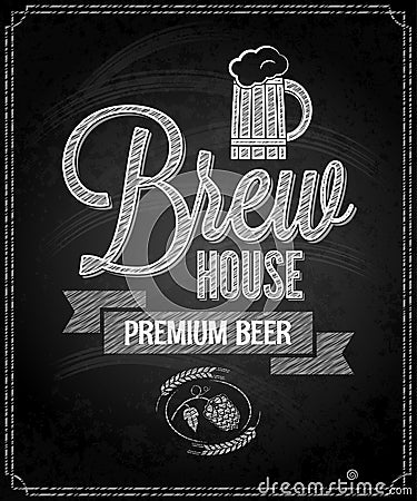 Beer menu design house chalkboard background Vector Illustration